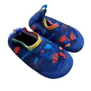 Kids Blue Ocean Print Slip On Water Shoes Aqua Socks Toddler Size 5-5.5